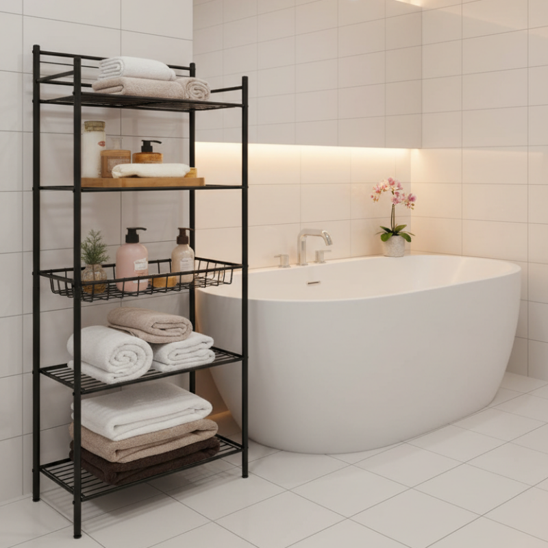 5 Tier Metal Storage Rack Black