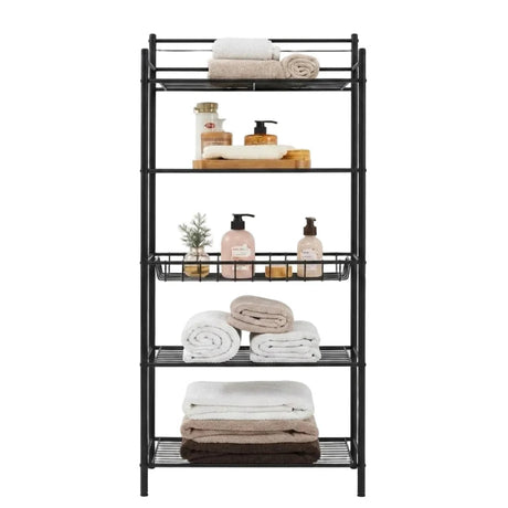 5 Tier Metal Storage Rack Black