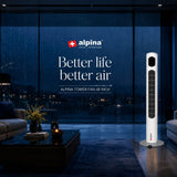 Alpina 46-Inch Tower Fan With Remote Control White/Grey