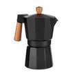 6 Cups Black Aluminium Coffee Maker Wood Handle