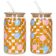 Iced Coffee Glass Mug With Straw 500ml Smiley (Set of 2)