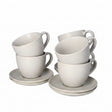 Ceramic Cup & Saucer White/Grey (Set of 6)