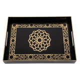 Acrylic Rectangular Serving Tray Black & Gold Geometric