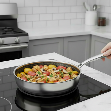 Honey Comb Laser Coated Non Stick Fry Pan With Lid 22cm