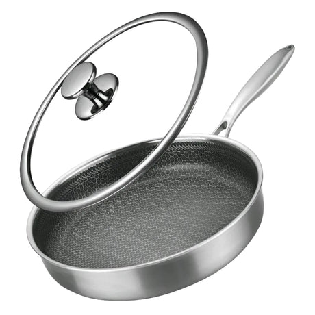 Honey Comb Laser Coated Non Stick Fry Pan With Lid 30cm