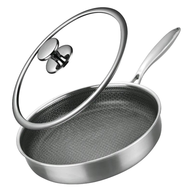 Honey Comb Laser Coated Non Stick Fry Pan With Lid 28cm