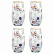 Floral Drinking Glass Set 4Pcs 410ml