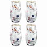 Floral Drinking Glass Set 4Pcs 410ml