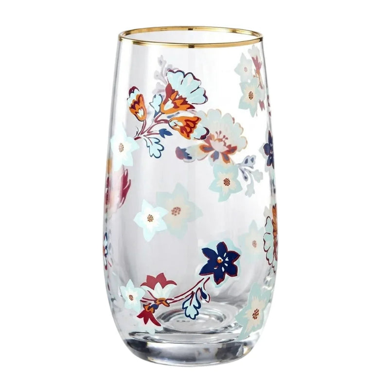 Floral Drinking Glass Set 4Pcs 410ml