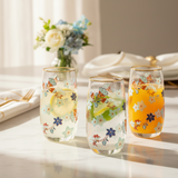 Floral Drinking Glass Set 4Pcs 410ml