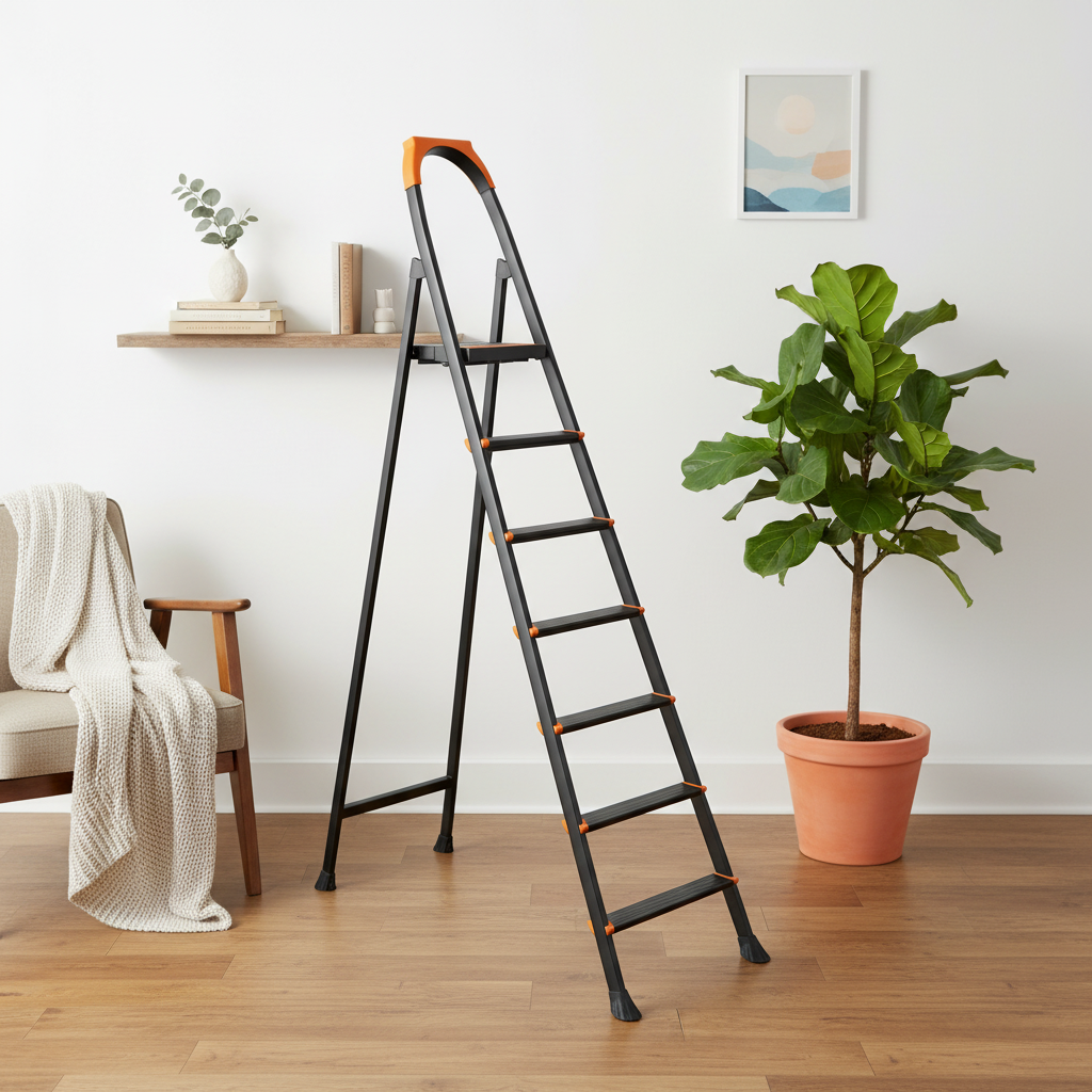 Metal Ladder 7 Steps Black (Made in Turkey)