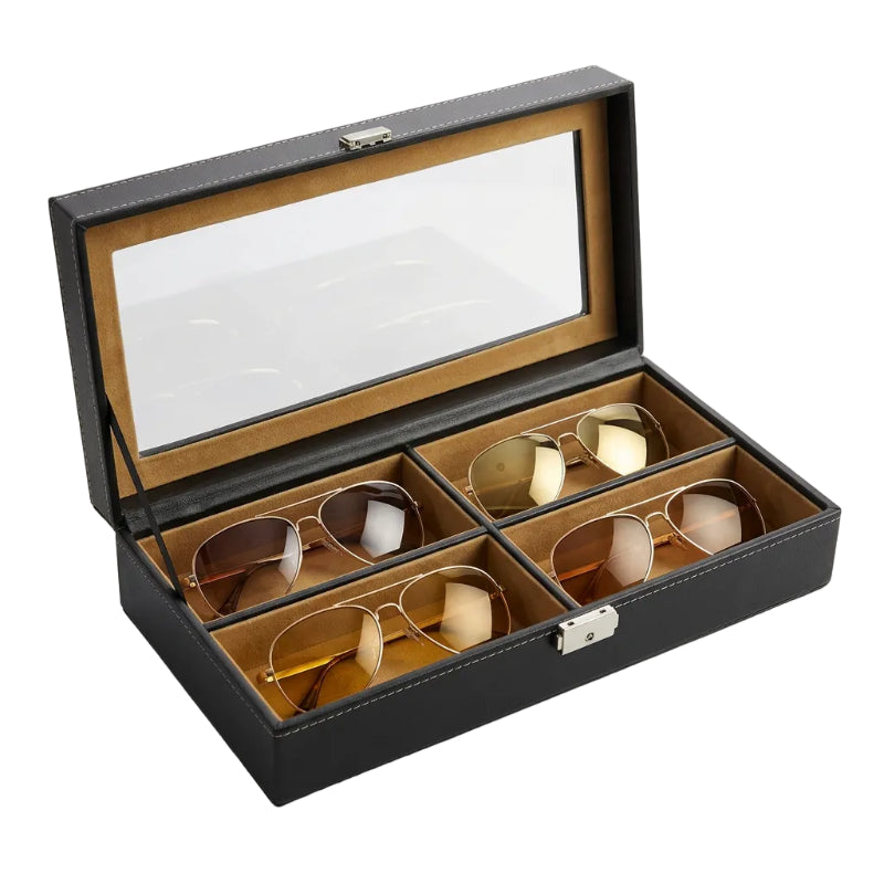 PU Leather 4-Compartment Sunglasses Box