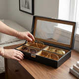 PU Leather 4-Compartment Sunglasses Box