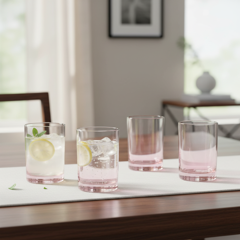 Drinking Glass Set 4Pcs 410ml Soft Pink