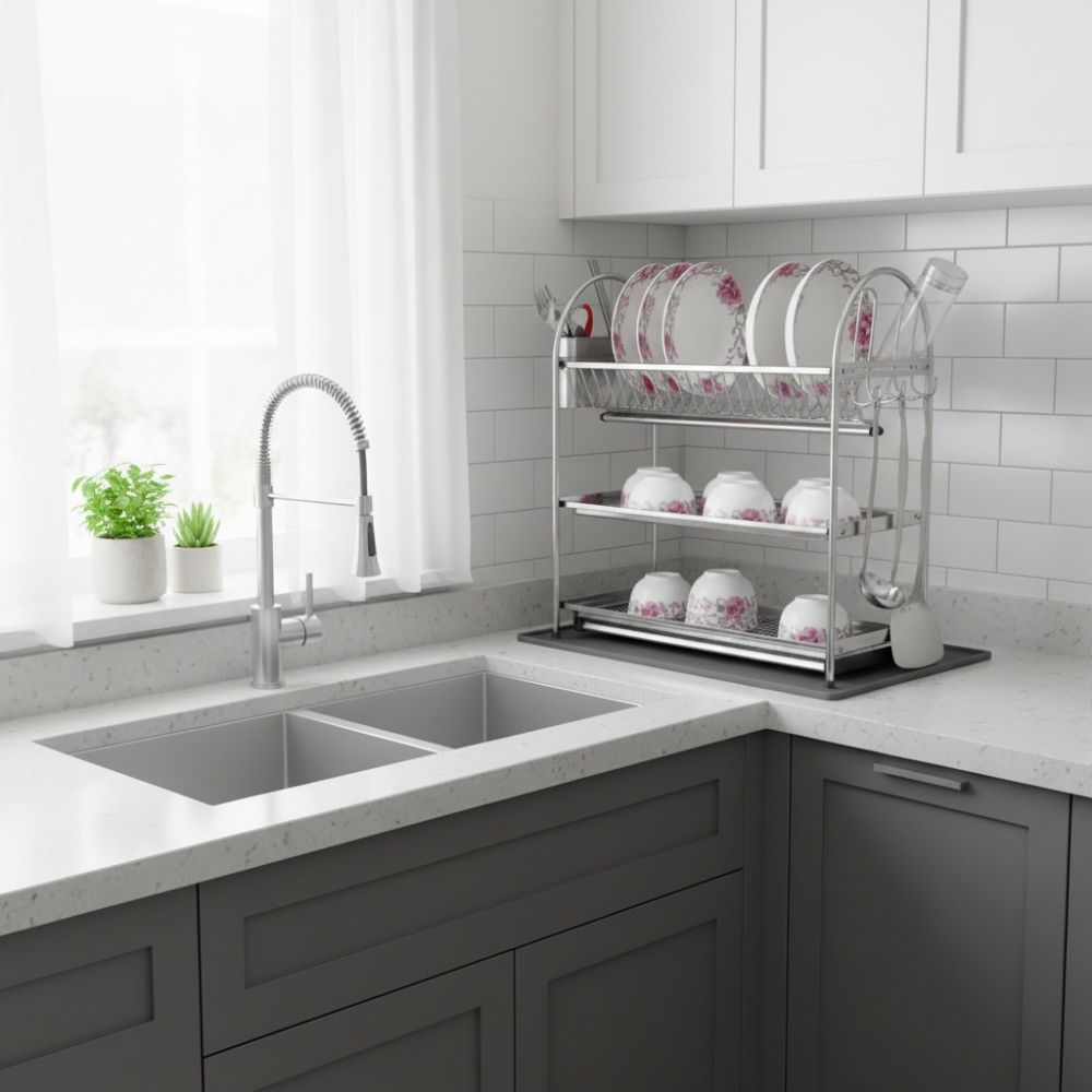 3 Tier Dish Rack Stainless Steel