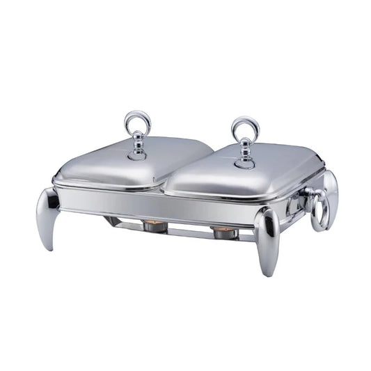 Stainless Steel Twin Food Warmer Rectangle Silver