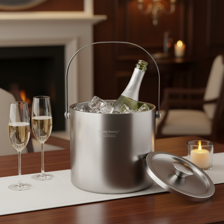 Double Wall Ice Bucket With Lid 1.6L Stainless Steel