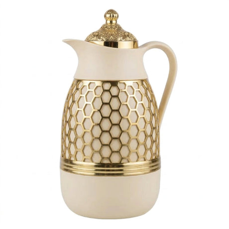 Vacuum Flask Honeycomb Style Cream & Gold 1L