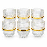 Clear Drinking Glass Set 6Pcs Gold Rim