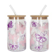 Iced Coffee Glass Mug With Straw 500ml Butterfly (Set of 2)