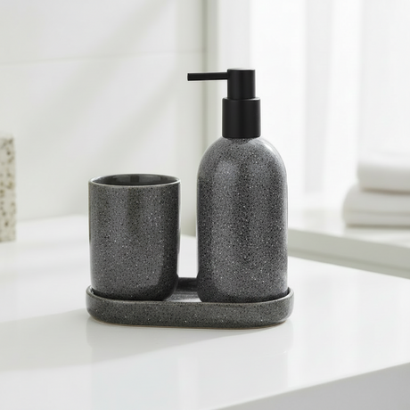 Bathroom Set Speckled Charcoal (Set of 3 Pcs)