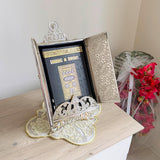 Holy Quran Box With Holder Silver