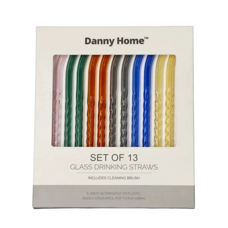 Reusable Glass Straws & Cleaning Brush (Set of 13 Pcs)