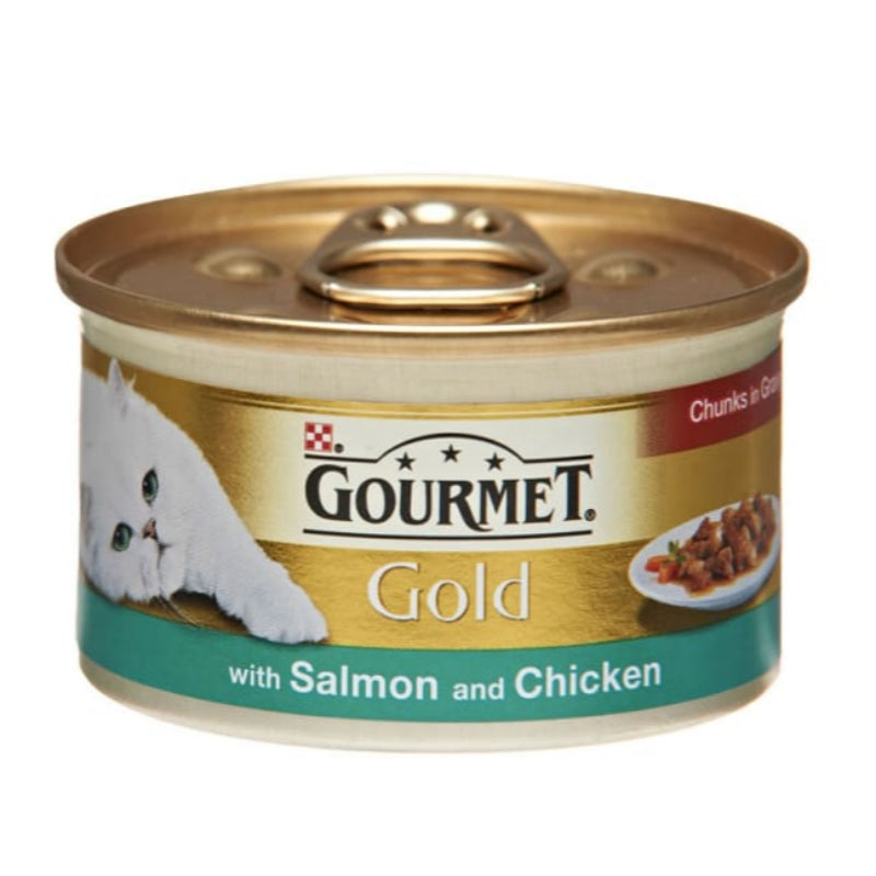 Purina Gourmet Gold Tin Cat Food Salmon & Chicken 85g (Pack of 12)