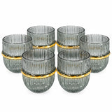 Charcoal Drinking Glass Set 6Pcs Gold Rim