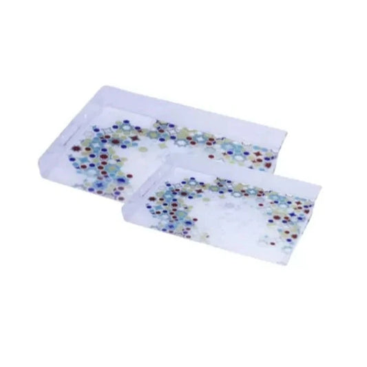 Serving Tray Plastic Multi Color (Set of 2)