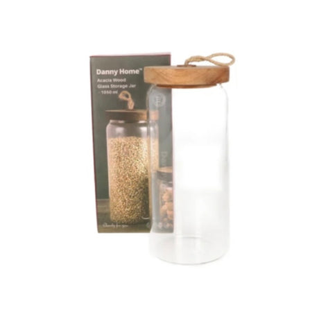 Acacia Wood Glass Jar 1050ml