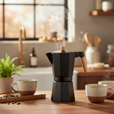 Aluminium Moka Pot With Wood Handle 12 Cups