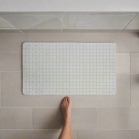 Anti-Slip Bath Mat Squares Grey Large