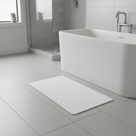 Anti-Slip Bath Mat Squares White Large