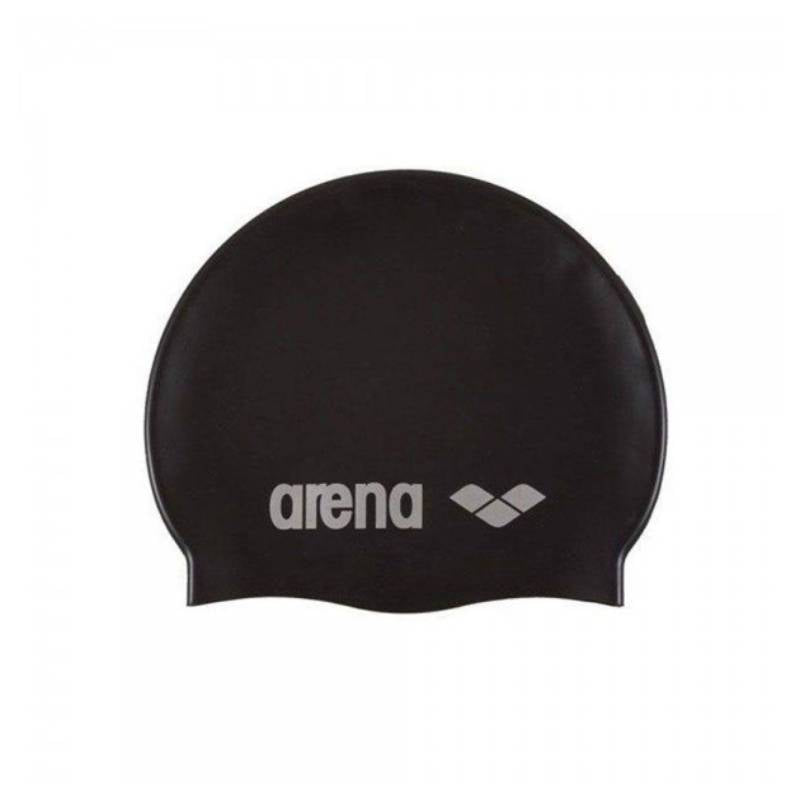 Arena Classic Silicone Swimming Cap-Black & Silver