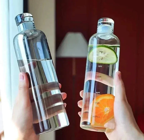 Transparent Grey Glass Water Bottle 500ml