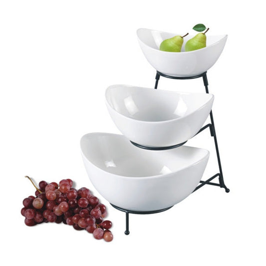 3 Tier Oval Deep Bowl With Stand