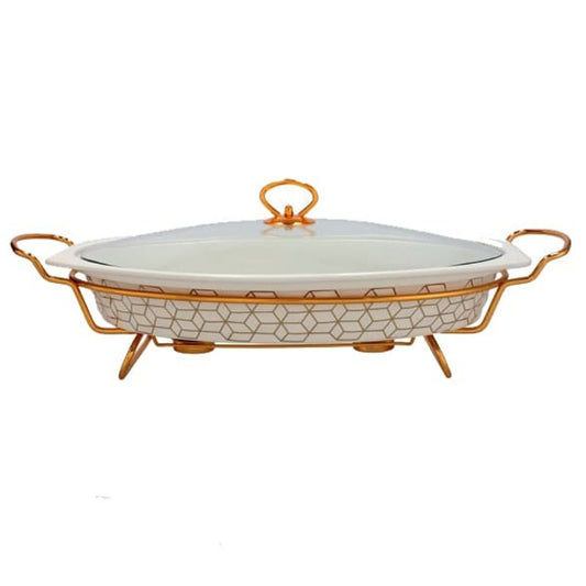 Oval Burner Dish With Stand 17"