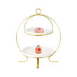 2 Tier Plates With Gold Stand 8.25"+10.5"