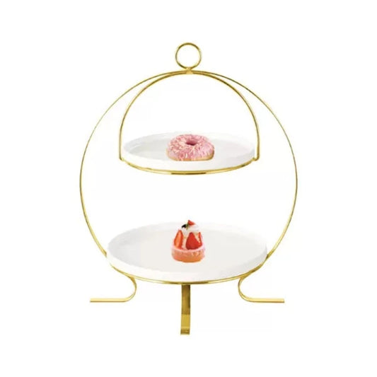 2 Tier Plates With Gold Stand 8.25"+10.5"