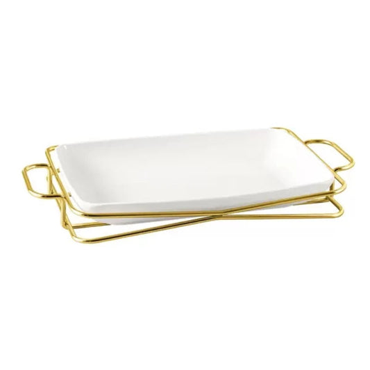 Rectangle Plate With Gold Stand 12"