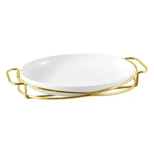 Oval Plate With Gold Stand 12"