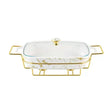 Rectangular Burner Dish With Golden Stand 17"