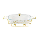 Rectangular Burner Dish With Golden Stand 17"