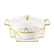 Round Casserole With Gold Stand 11.5"