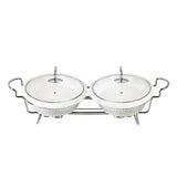 Twin Oval Burner Dish With Stand 12.5"