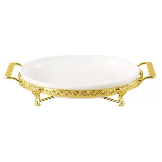 Oval Plate With Golden Stand 12"