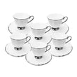 Cup & Saucer White & Grey (Set of 6)