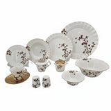Dinner Set Leaf White & Brown (47pcs Set)