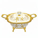 Royal Bloom Candy Bowl With Lid White & Gold